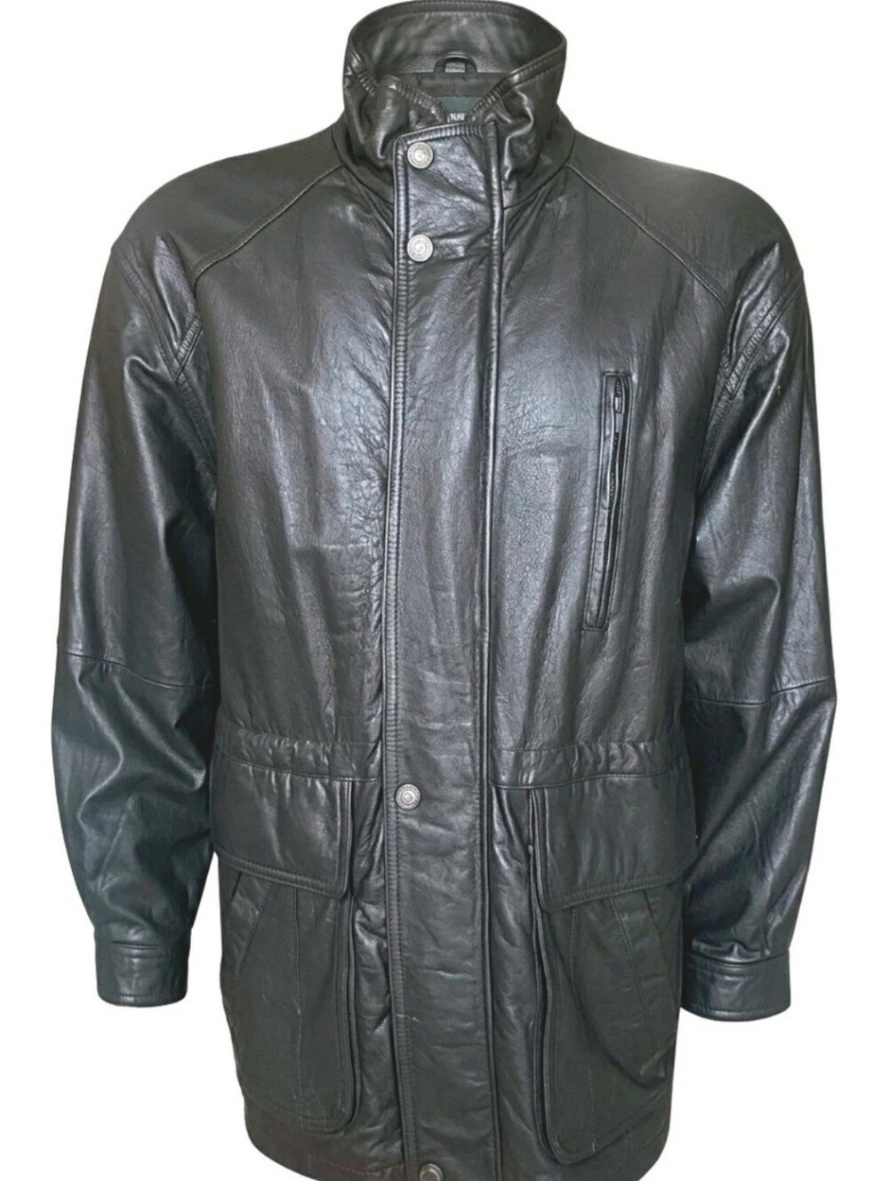 Vintage Members Only Jacket Men Medium Brown Leather Lined Full Zip Snap Heavy